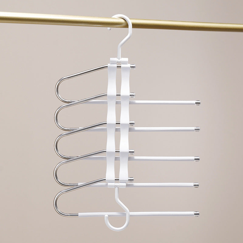 New Transparent Folding Trouser Rack Multi-functional Multi-layer Trouser Hanger Household Magic Seamless Trouser Clip Wardrobe Storage