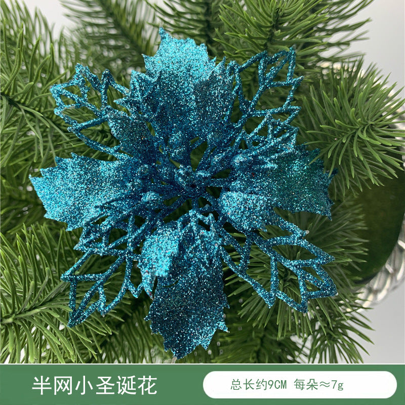 Christmas Decoration Wholesale Christmas Green Onion Powder Belt Hollow Flower Christmas Tree Wreath Ornament Pendant Ornament