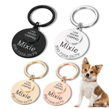 Fashion Pet I&#039;m MICRO Dog Anti-Lost Carving Brand Collar Label Pendant Keychain Jewelry Pendant