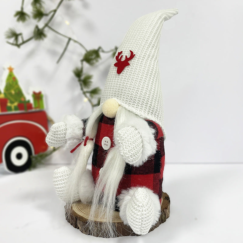 Christmas Decorations Christmas Doll Home Window Christmas Ornaments Red Black Plaid Faceless Old Man Doll