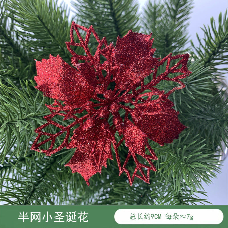 Christmas Decoration Wholesale Christmas Green Onion Powder Belt Hollow Flower Christmas Tree Wreath Ornament Pendant Ornament