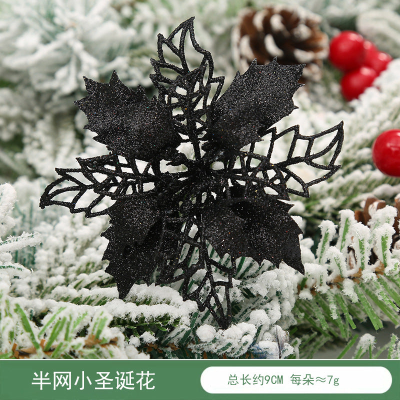 Christmas Decoration Wholesale Christmas Green Onion Powder Belt Hollow Flower Christmas Tree Wreath Ornament Pendant Ornament