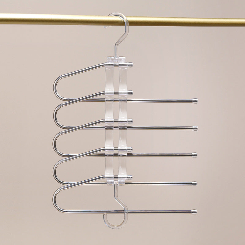 New Transparent Folding Trouser Rack Multi-functional Multi-layer Trouser Hanger Household Magic Seamless Trouser Clip Wardrobe Storage