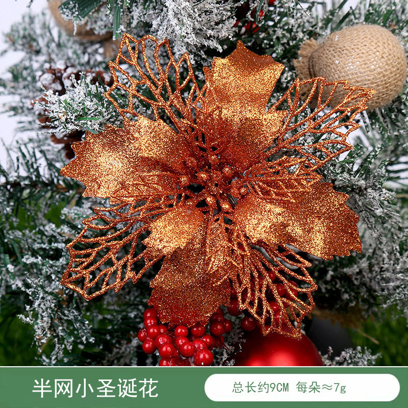 Christmas Decoration Wholesale Christmas Green Onion Powder Belt Hollow Flower Christmas Tree Wreath Ornament Pendant Ornament