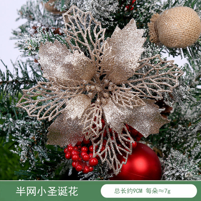 Christmas Decoration Wholesale Christmas Green Onion Powder Belt Hollow Flower Christmas Tree Wreath Ornament Pendant Ornament