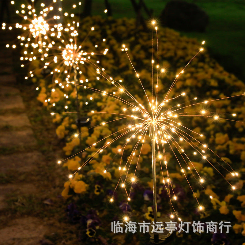 LED Solar Ground Fireworks Lights Outdoor Lawn Garden Christmas Decoration Copper Wire Lights Dandelion Lights