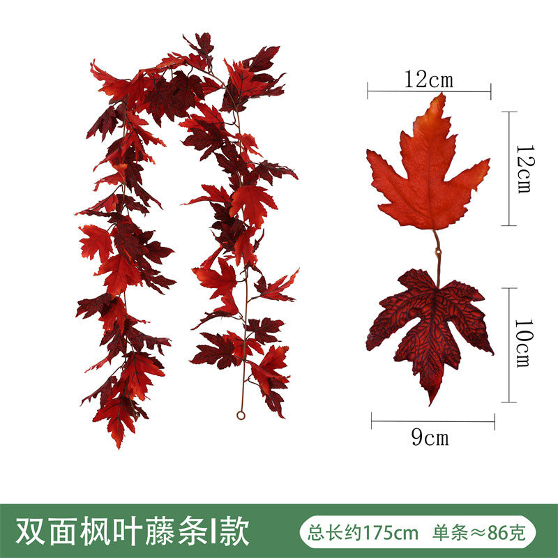 Amazon Harvest Festival Simulation Maple Leaf Rattan Thanksgiving Christmas Decoration Rattan Spot