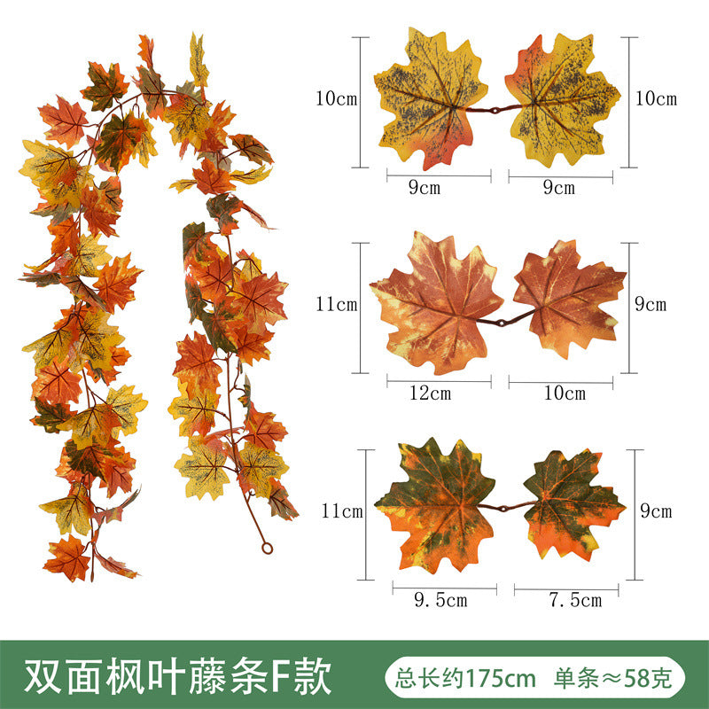 Amazon Harvest Festival Simulation Maple Leaf Rattan Thanksgiving Christmas Decoration Rattan Spot