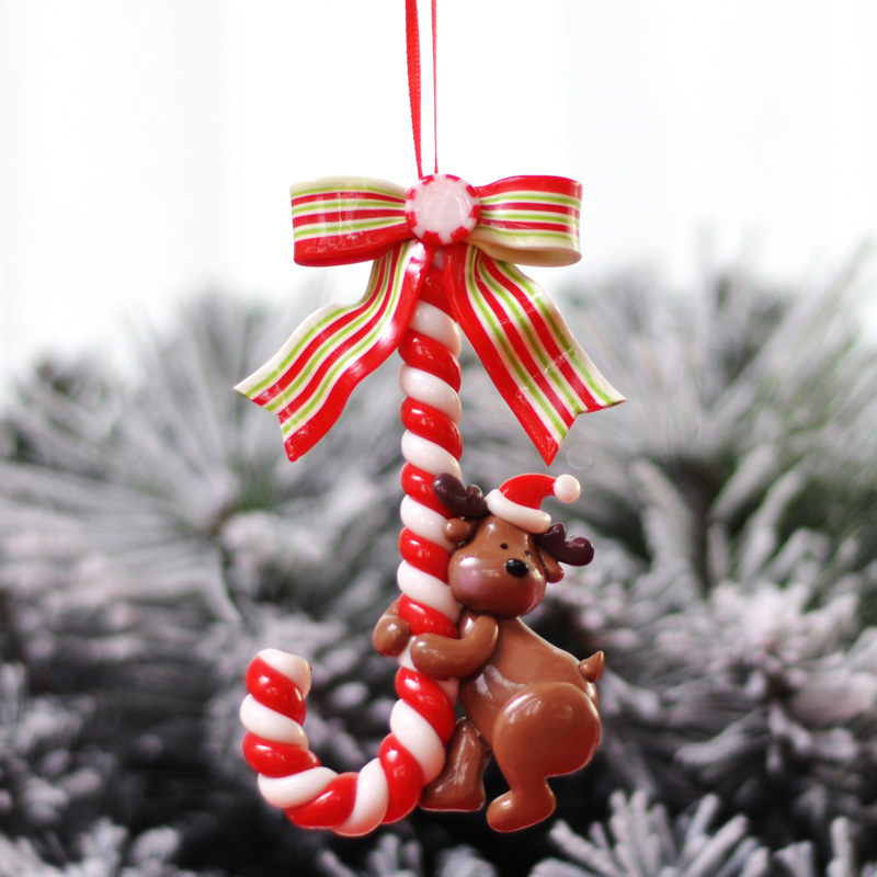 Christmas decorations soft clay Santa Claus snowman small cane candy cane ornaments Christmas tree decoration ornaments