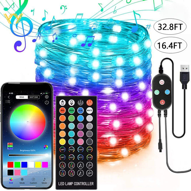 APP Light String Mobile Phone Bluetooth USB Copper Wire Music Decorative Lantern