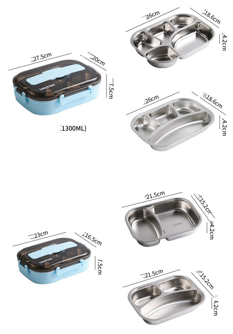 Stainless Steel Compartment Lunch Box Portable Square