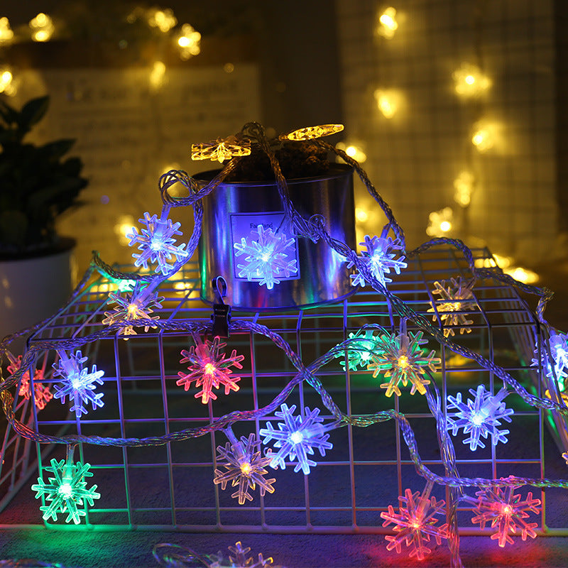 LED Snowflake Light String Small Lanterns Flashing Lights Indoor Room Bedroom  Layout Christmas Decoration Lights