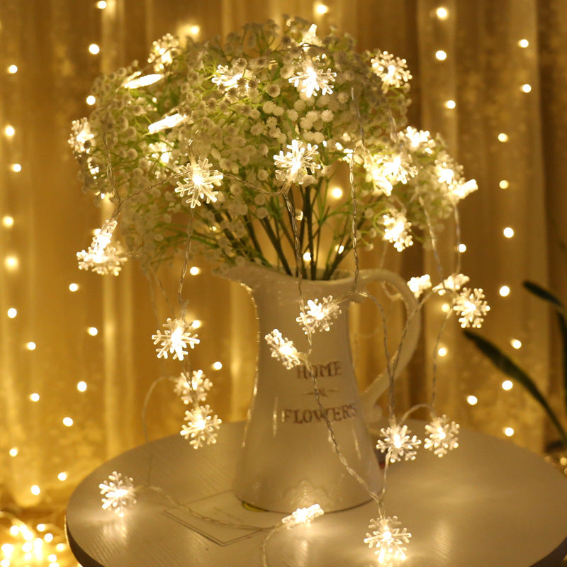 LED Snowflake Light String Small Lanterns Flashing Lights Indoor Room Bedroom  Layout Christmas Decoration Lights