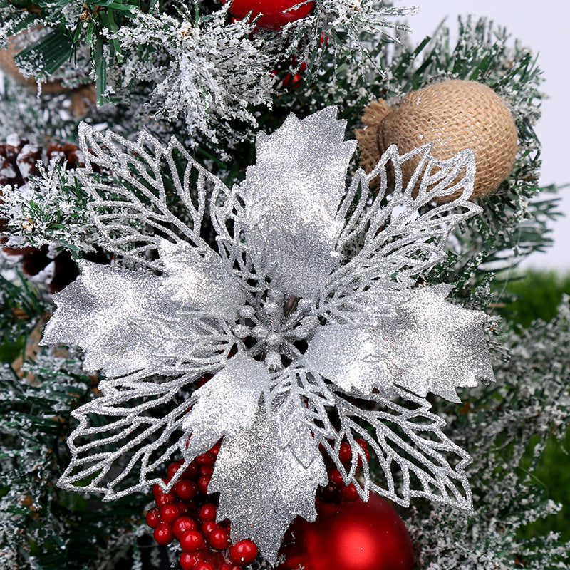 Christmas Decoration Wholesale Christmas Green Onion Powder Belt Hollow Flower Christmas Tree Wreath Ornament Pendant Ornament