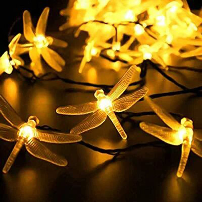 Outdoor Christmas Decoration Lights 20 LEDs 30 LEDs 50 LED Solar Dragonfly String Lights