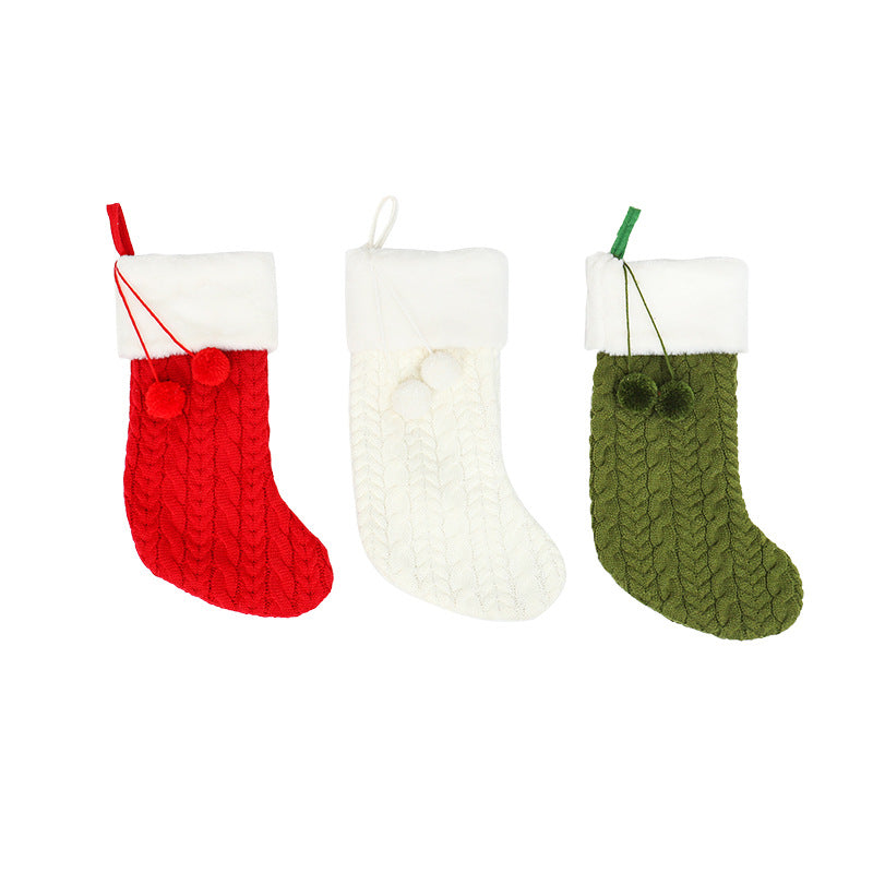 Christmas decorations knitted wool thick white socks hotel home Christmas socks