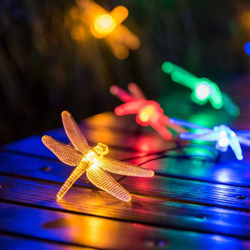 Outdoor Christmas Decoration Lights 20 LEDs 30 LEDs 50 LED Solar Dragonfly String Lights