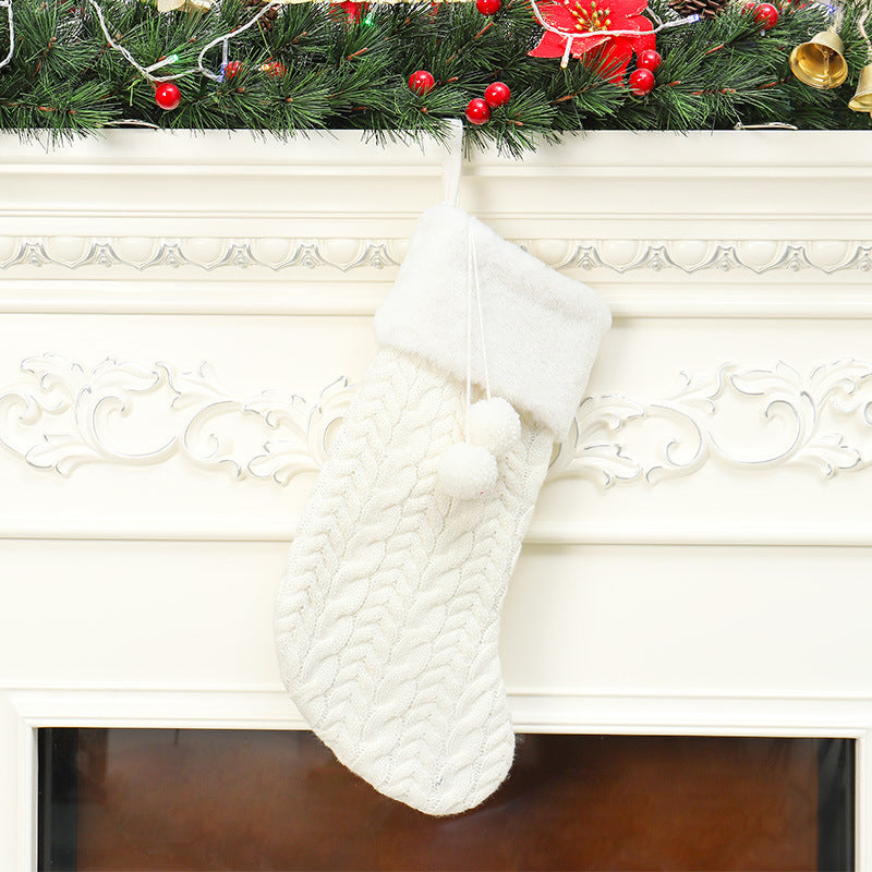 Christmas decorations knitted wool thick white socks hotel home Christmas socks