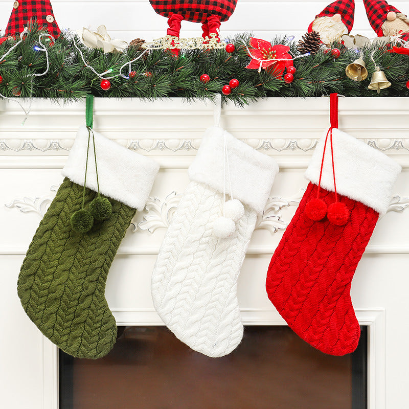 Christmas decorations knitted wool thick white socks hotel home Christmas socks