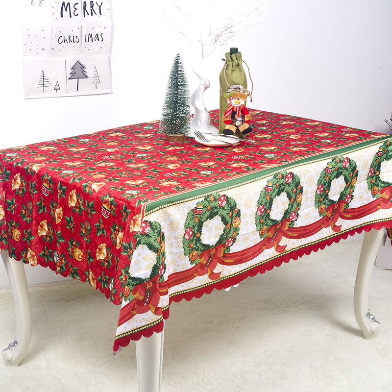 Christmas Decorations Christmas Polyester Printed Tablecloth Christmas Table Decorations Anti-fouling Tablecloth