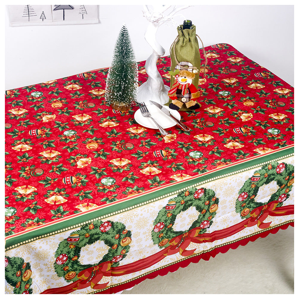 Christmas Decorations Christmas Polyester Printed Tablecloth Christmas Table Decorations Anti-fouling Tablecloth