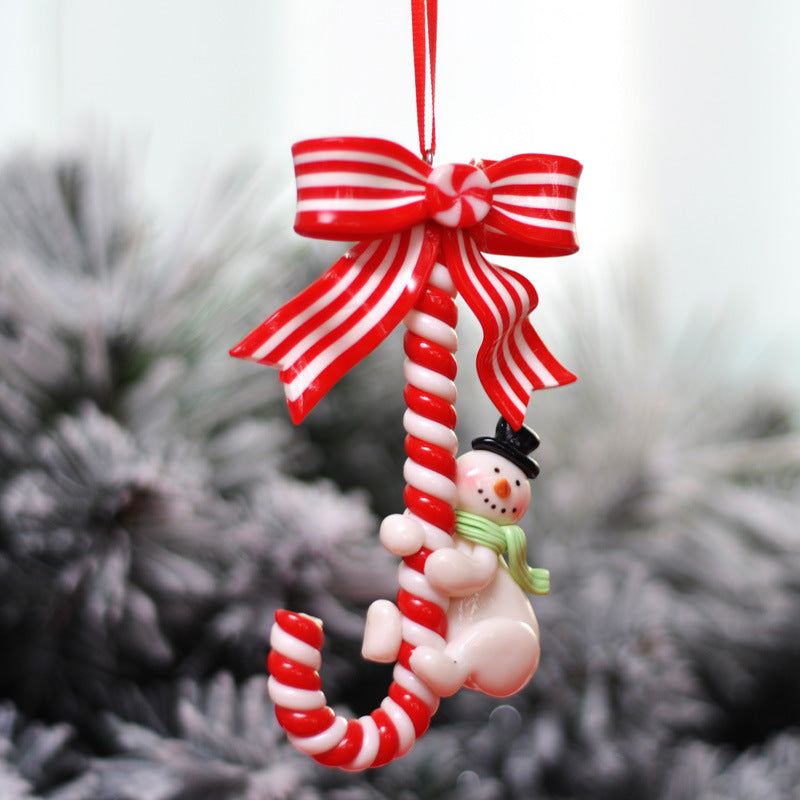 Christmas decorations soft clay Santa Claus snowman small cane candy cane ornaments Christmas tree decoration ornaments