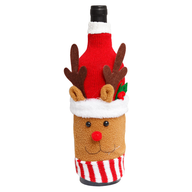 Christmas Decorations Elk Brushed Wine Bottle Cover Christmas Restaurant Party Decorations