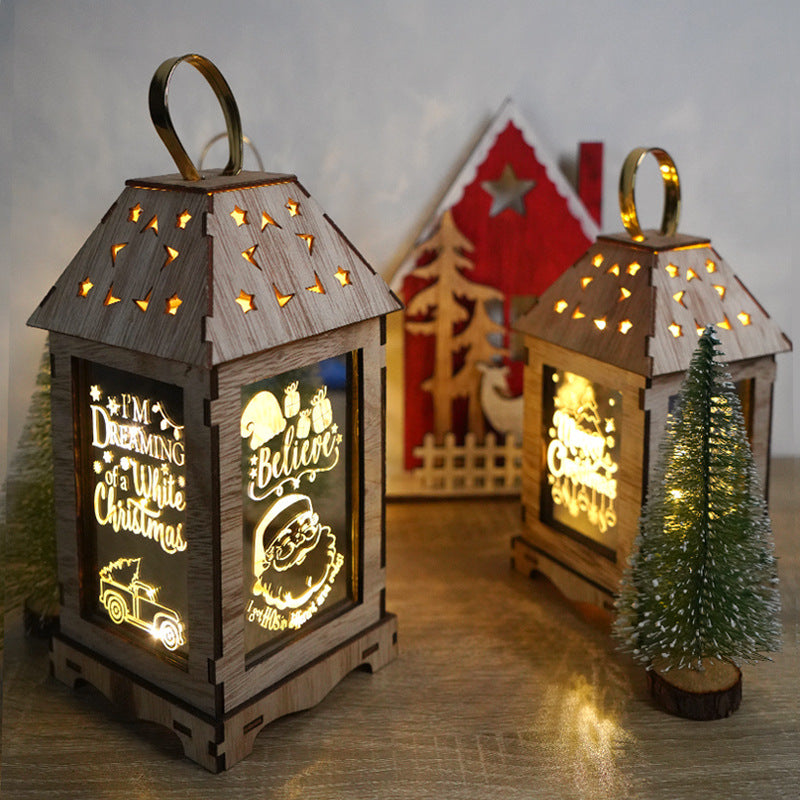 Christmas decoration led wind lantern pattern can be customized creative ornaments portable lantern holiday lights