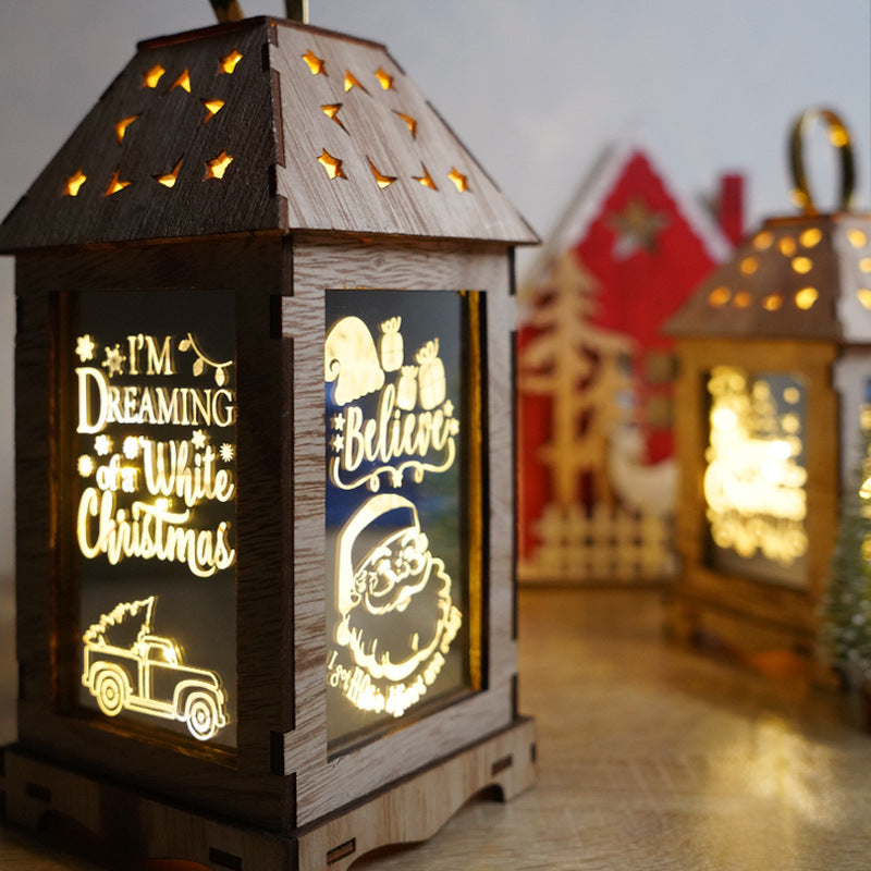 Christmas decoration led wind lantern pattern can be customized creative ornaments portable lantern holiday lights