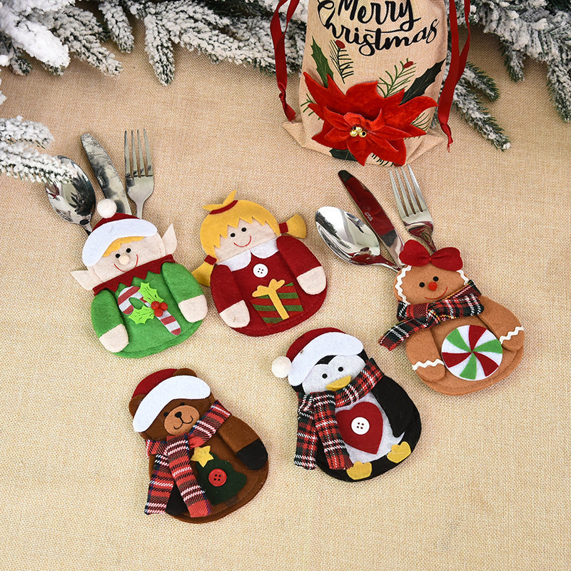 Christmas decorations, Christmas decorations, dining table, Christmas cutlery, Christmas Little Snowman and knives and forks