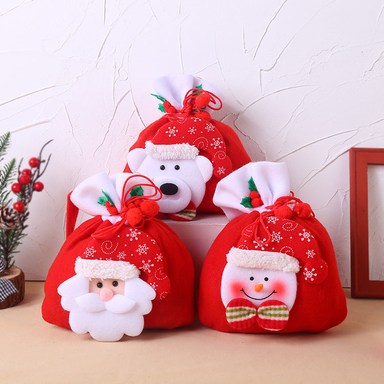 Christmas Decoration Christmas gift bag cloth bag backpack brushed Santa Snowman gift candy