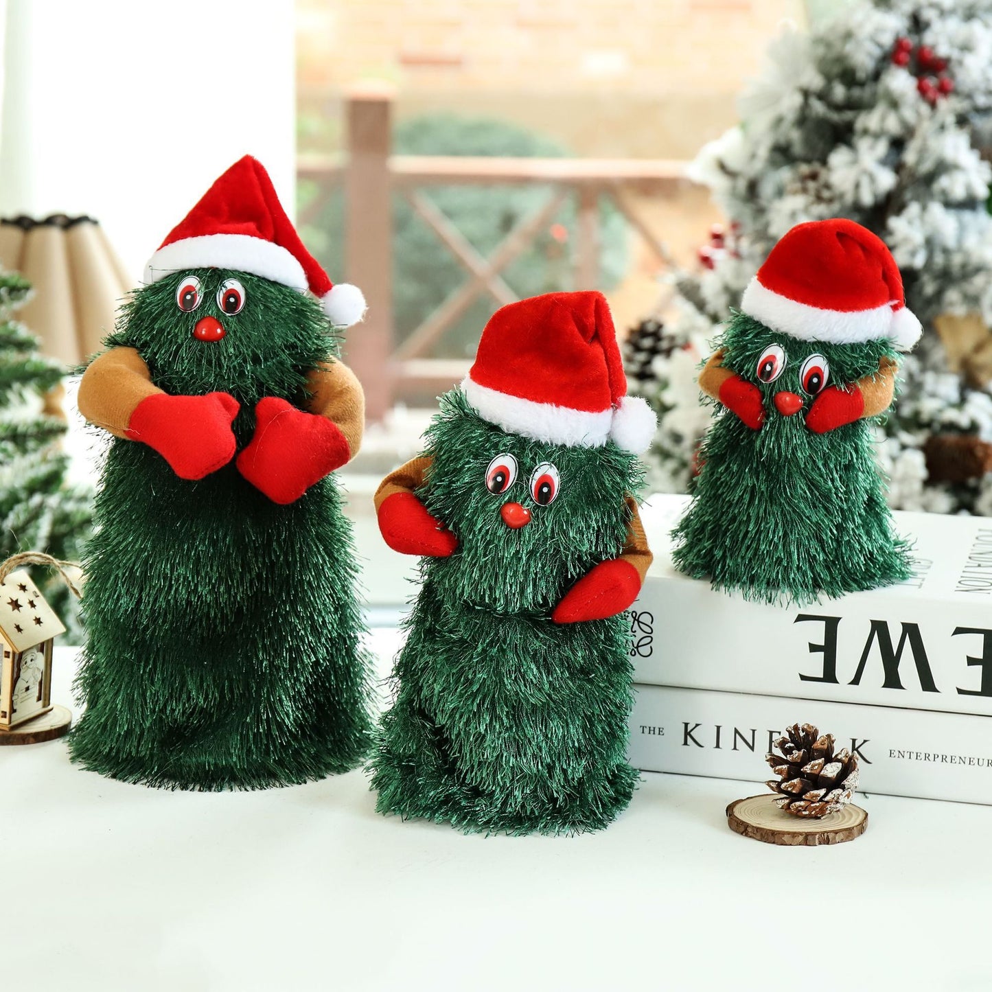 New Electric Toy Electric Plush Toy Doll Funny Cute Green Electronic Xmas Tree Musical Santa Claus Fun Toy Christmas Decoration