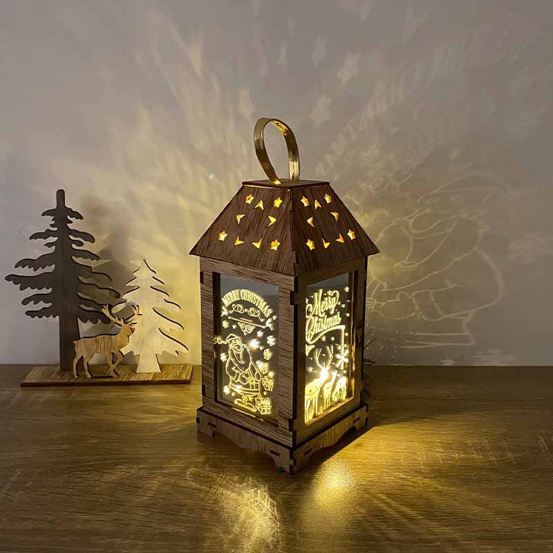 Christmas decoration led wind lantern pattern can be customized creative ornaments portable lantern holiday lights