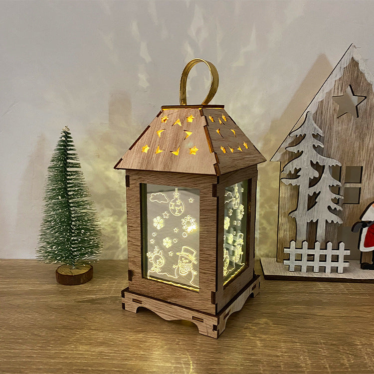 Christmas decoration led wind lantern pattern can be customized creative ornaments portable lantern holiday lights