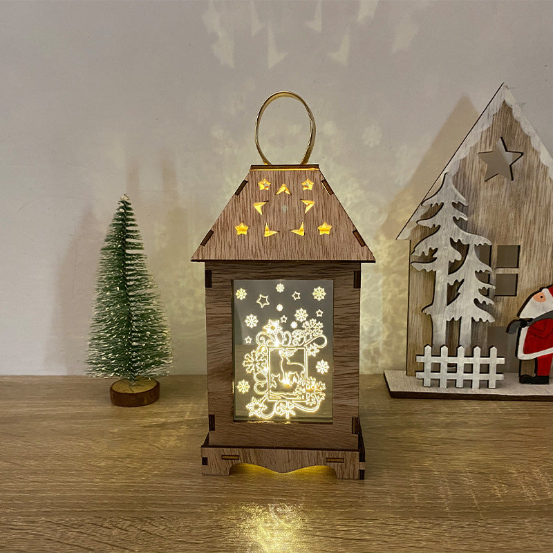 Christmas decoration led wind lantern pattern can be customized creative ornaments portable lantern holiday lights