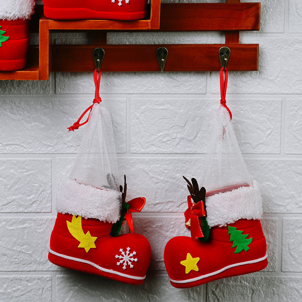 Christmas Decor Santa Boot Shoes Candy Stocking Extra Large Gift Box Decoration