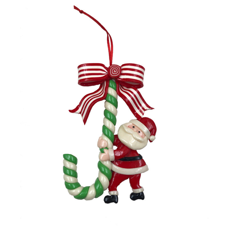 Christmas decorations soft clay Santa Claus snowman small cane candy cane ornaments Christmas tree decoration ornaments