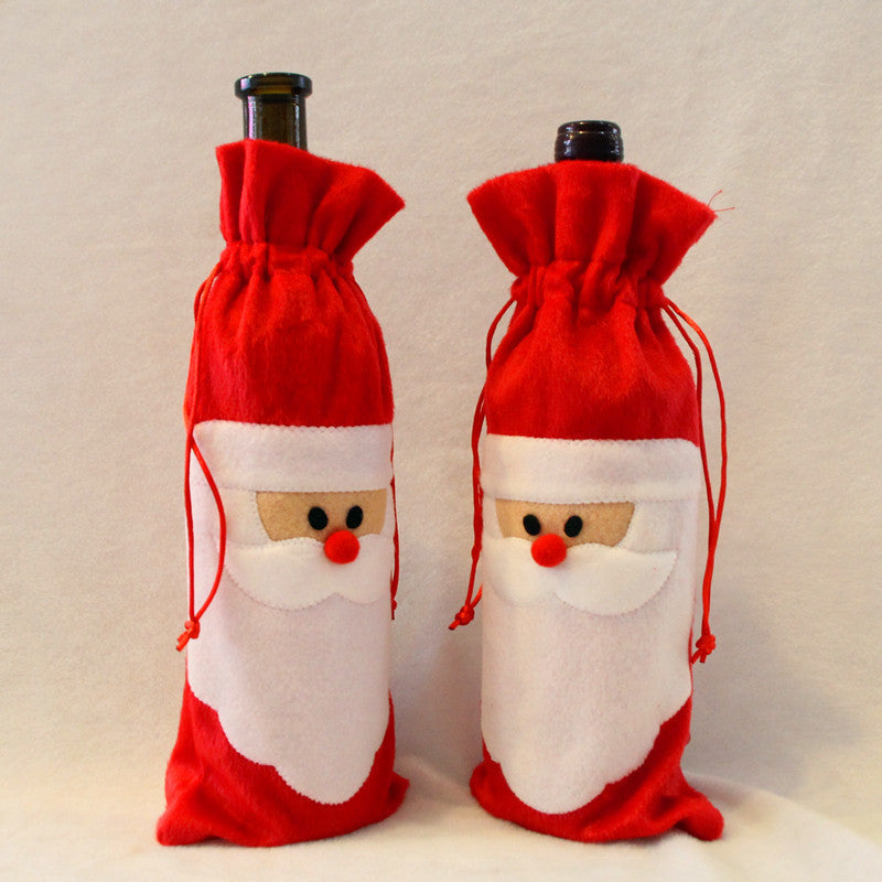 Christmas Decorations Santa Claus Wine Bottle Set Wine Bag Gift Bag Champagne Red Wine Set Hotel Holiday Decoration