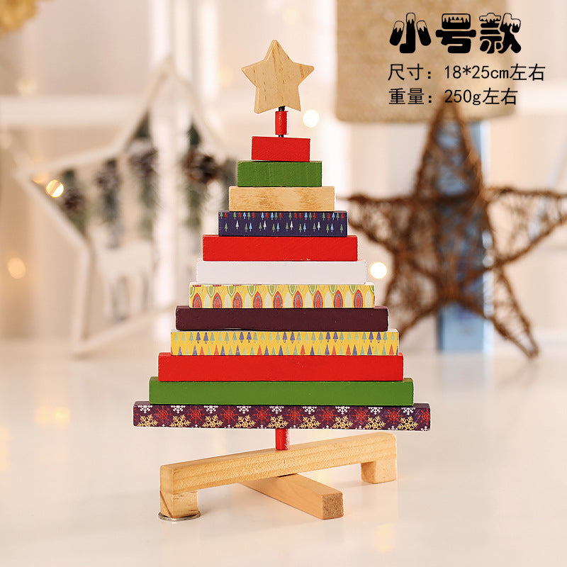 Rotating wooden mini Christmas tree ornaments shop Christmas decoration decorations children Christmas gifts