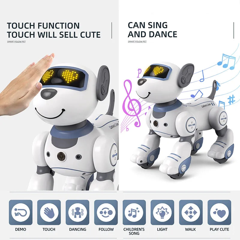 Funny RC Robot Electronic Dog Stunt Dog Voice Command Programmable Touch-sense Music Song Robot Dog for Children&