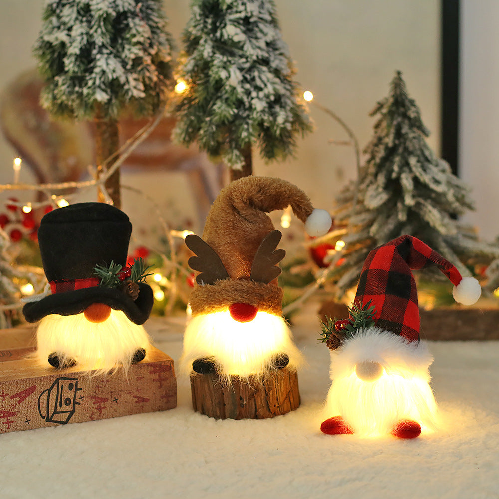 Cross-border New Christmas Decorations Cartoon With Lights Luminescent Dolls Ornaments Christmas Tree Pendants