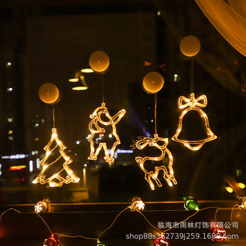 LED Christmas Decoration Lights Santa Claus Snowman Shape Window Suction Cup Lights Christmas Tree Holiday Decoration Lights