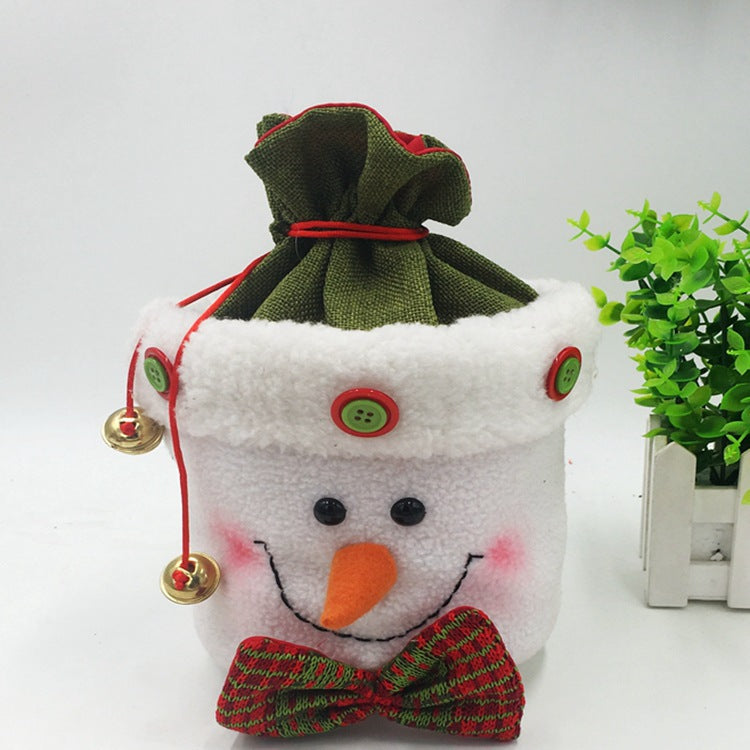 Santa Snowman Gift Candy Bell Bag Christmas Decoration Holiday Gift Bag