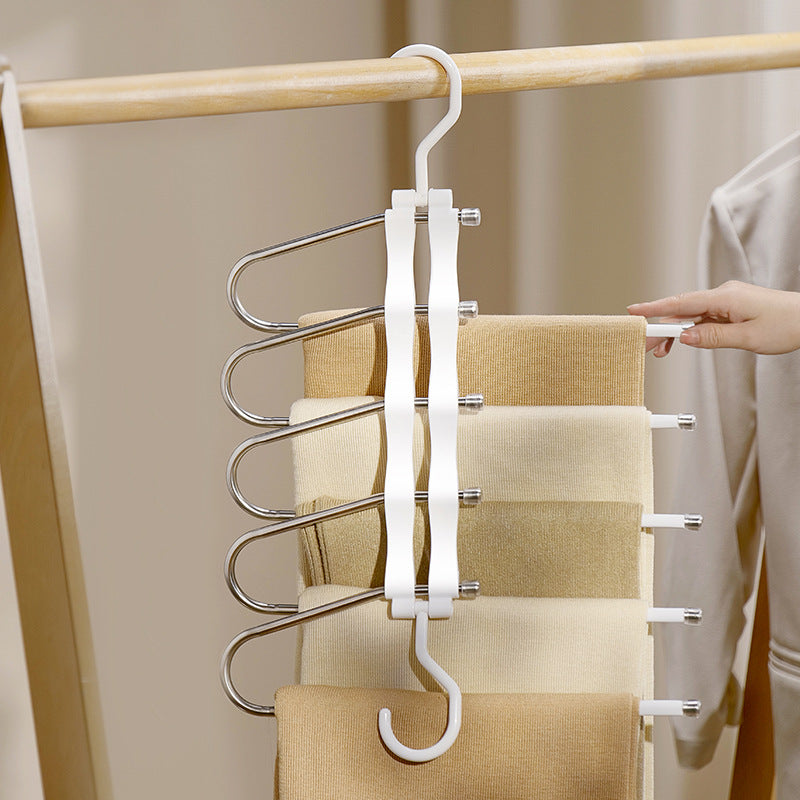 New Transparent Folding Trouser Rack Multi-functional Multi-layer Trouser Hanger Household Magic Seamless Trouser Clip Wardrobe Storage