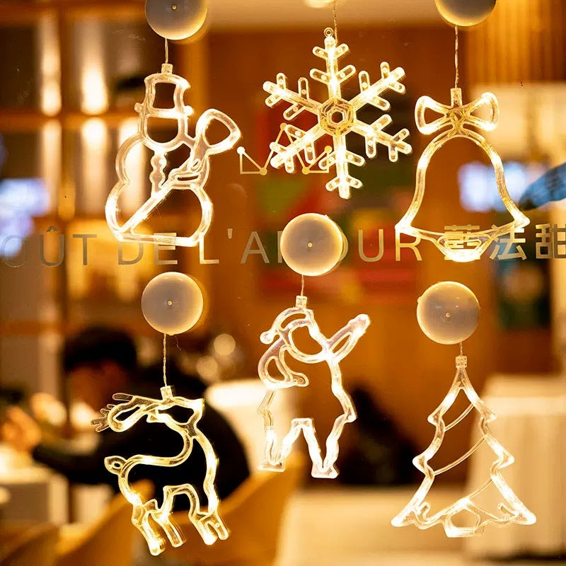 Christmas Decoration Lights Shop Window Ornaments Balcony Window Suction Cup LED Hanging Lights Christmas Lighting Scene Layout