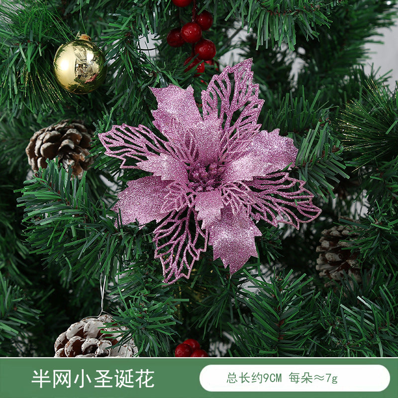 Christmas Decoration Wholesale Christmas Green Onion Powder Belt Hollow Flower Christmas Tree Wreath Ornament Pendant Ornament