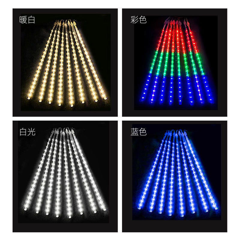 LED Meteor Shower Lights Outdoor Rainproof Solar Energy Hanging Tree Ice Strip Tube Lights String Christmas Decoration Meteor Lights Lighting