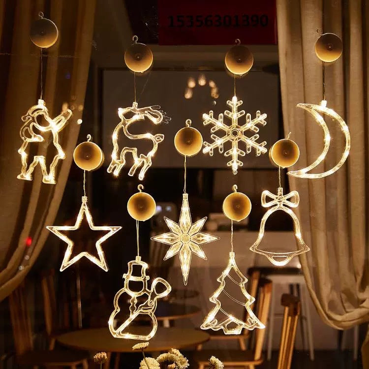 Christmas Decoration Lights Shop Window Ornaments Balcony Window Suction Cup LED Hanging Lights Christmas Lighting Scene Layout