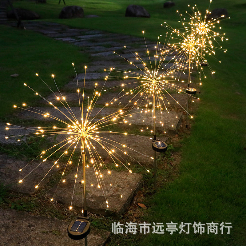 LED Solar Ground Fireworks Lights Outdoor Lawn Garden Christmas Decoration Copper Wire Lights Dandelion Lights