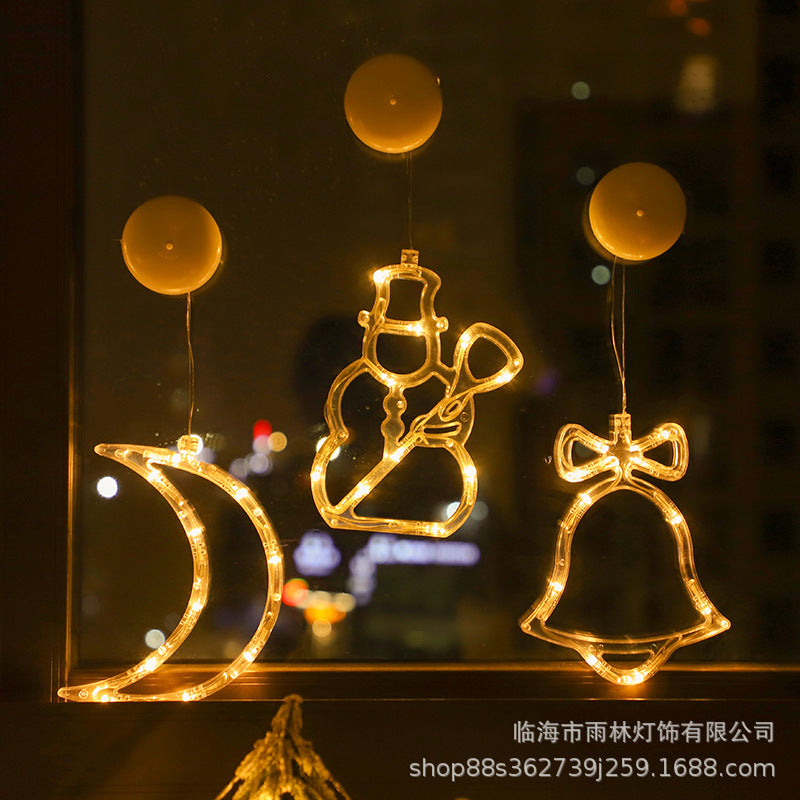 LED Christmas Decoration Lights Santa Claus Snowman Shape Window Suction Cup Lights Christmas Tree Holiday Decoration Lights